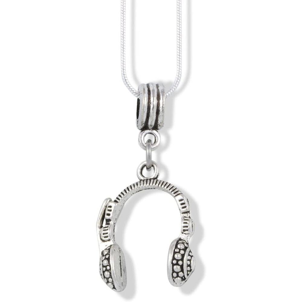 Headphones and Microphone Charm Snake Chain Necklace